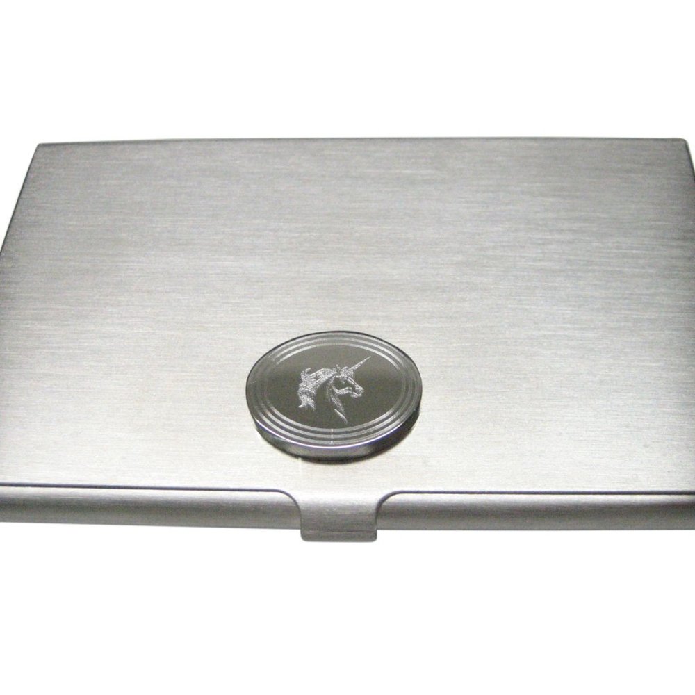 Oval Unicorn Head Business Card Holder